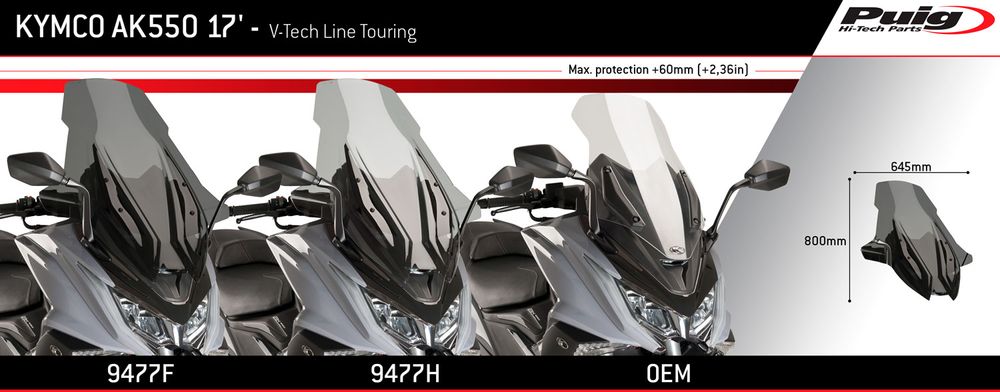 PUIG 9477H Windschutzscheibe V-Tech Line Touring passend fuer KYMCO AK550 Getönt