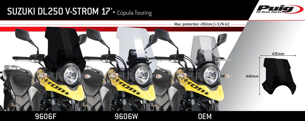 PUIG 9607H Tourenscheibe mit Spoilerscheibe passend fuer SUZUKI DL250 V-STROM Getönt