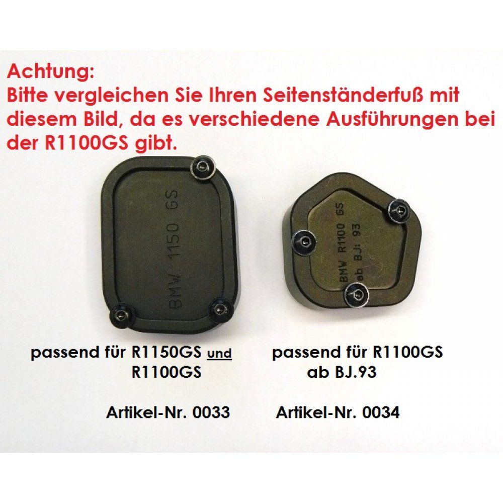 RA 34 Alu Seitenständererhöhung BMW R1100GS ab Bj. 1993