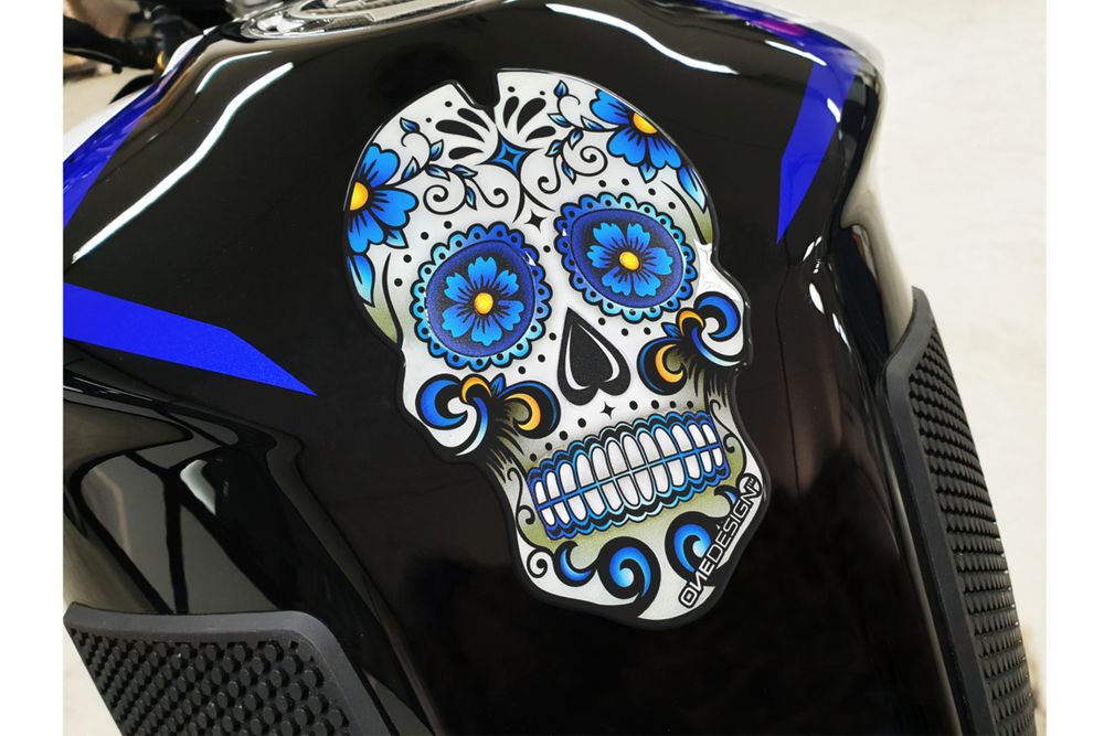 PUIG 3673A Skull Tankprotektor passend fuer HONDA NT650V DEAUVILLE Blau