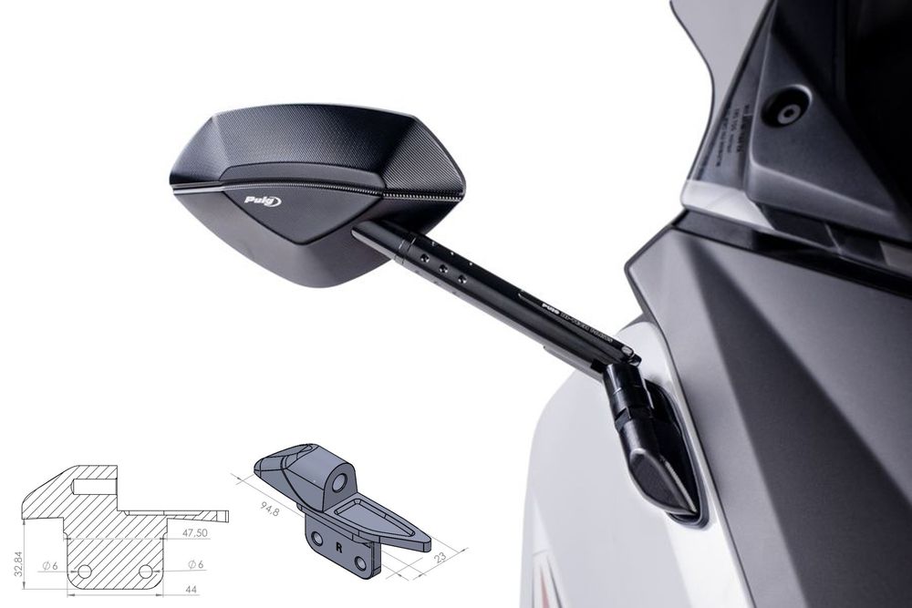 PUIG 9574N Z2 Rückspiegel passend fuer YAMAHA T-MAX 530 Schwarz