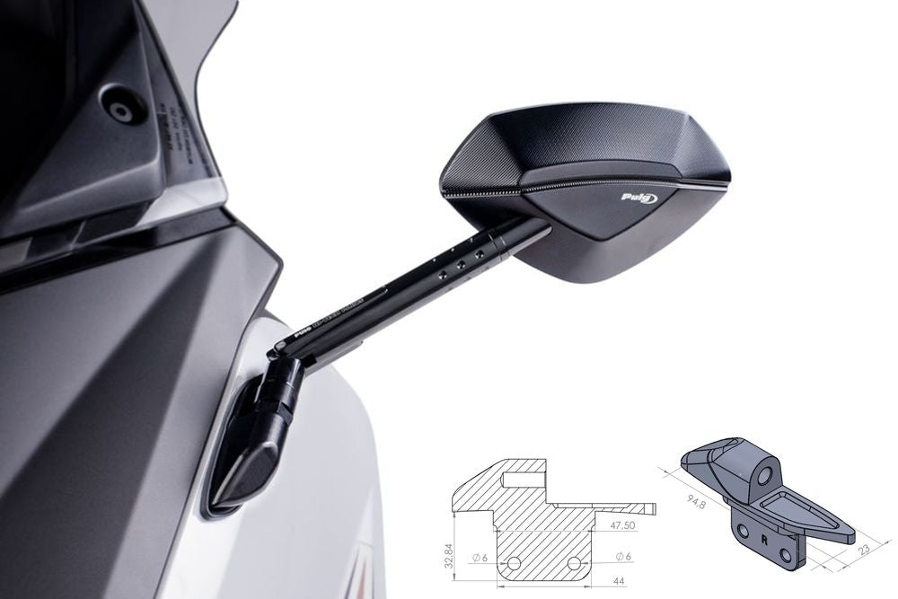 PUIG 9573N Z2 Rückspiegel passend fuer YAMAHA T-MAX 530 Schwarz
