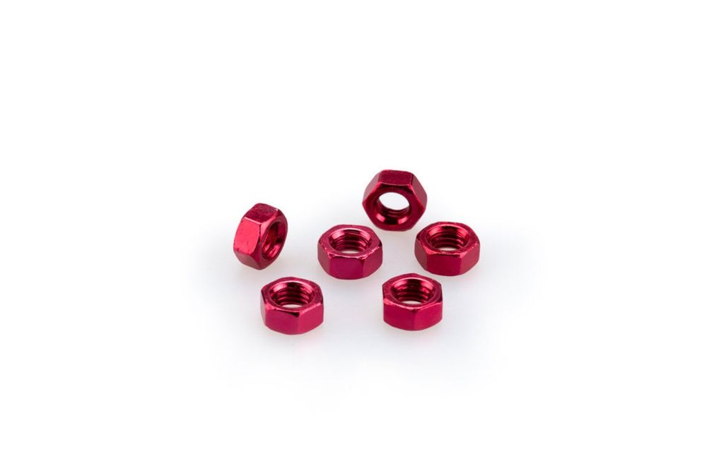 PUIG 0763R Muttern aus Anodisierten Aluminium passend fuer UNIVERSAL UNIVERSAL Rot