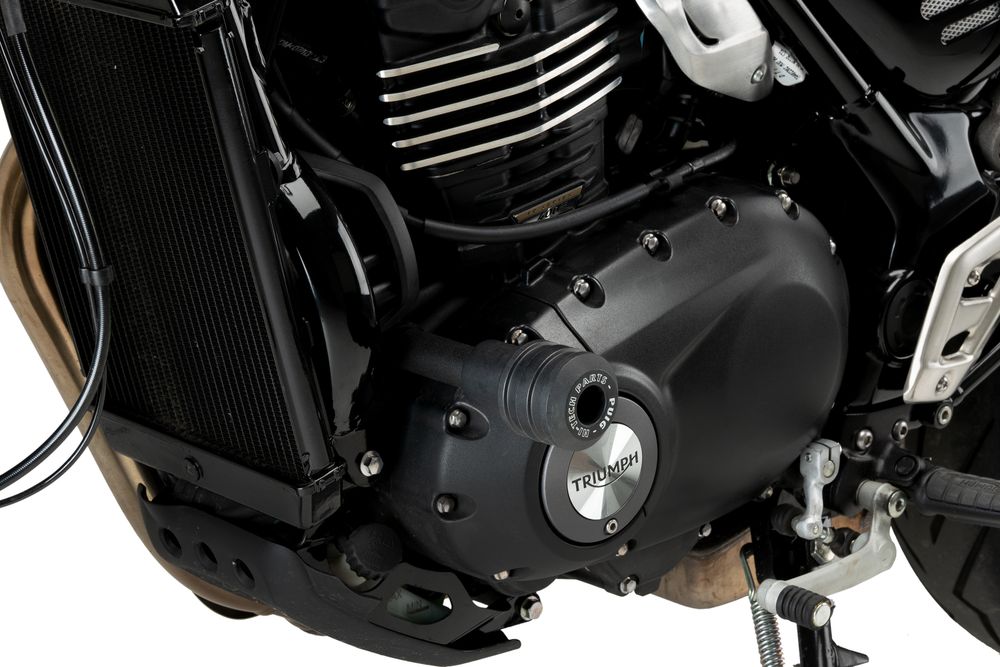 PUIG 22027N Rahmen Sturzpads Vintage 2.0 passend fuer TRIUMPH SCRAMBLER 400X Schwarz