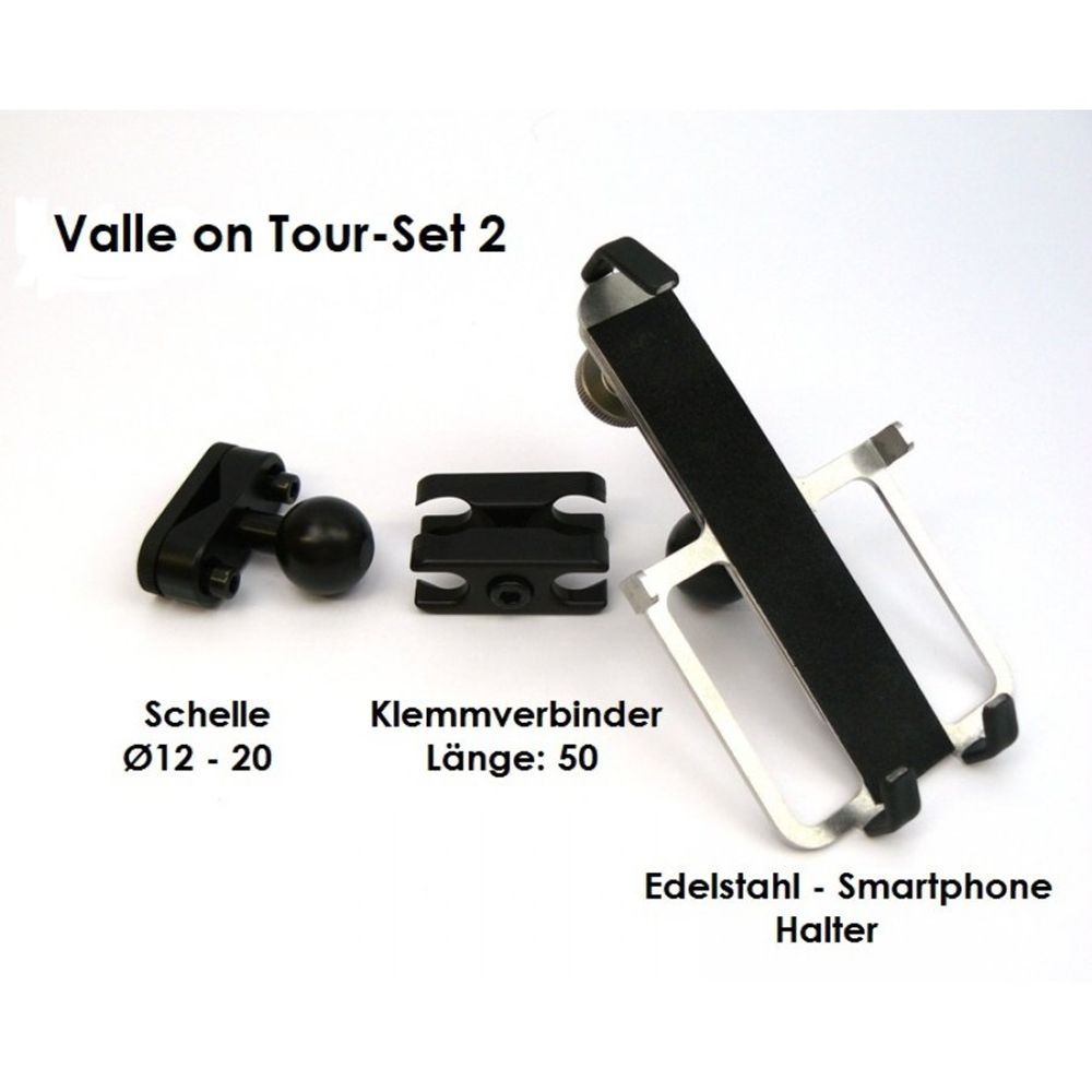 RA 6011-003 Valle on Tour Set2 - Edelstahl Smartphone/Handy Halter Kugelflex® zu