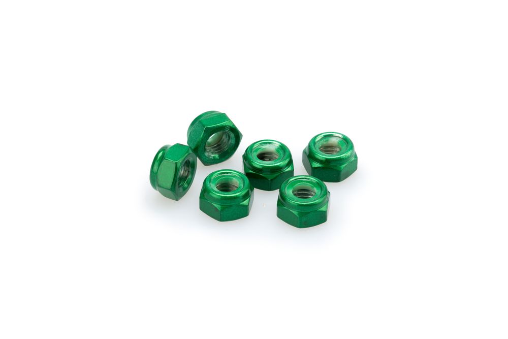 PUIG 0832V Muttern aus Anodisierten Aluminium  passend fuer UNIVERSAL UNIVERSAL Grün