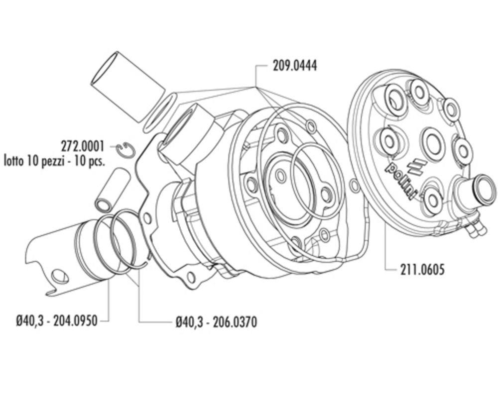 SP 1016815 POLINI Zylinder-Kolben-Kit - Ø40,3mm  passend fuer RIEJU DRAC 50