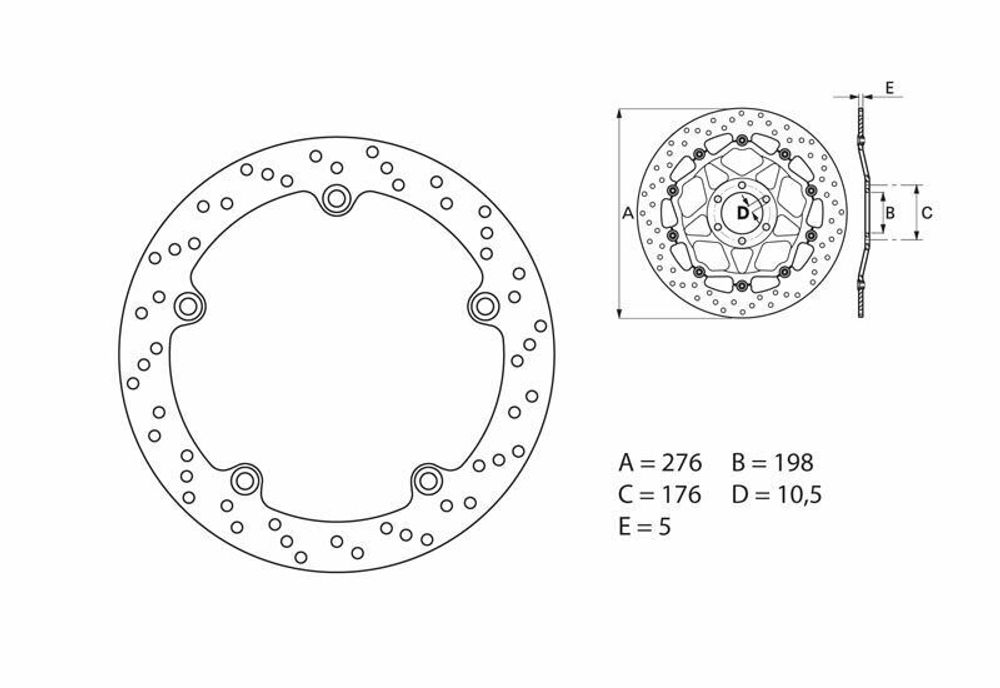 SP 1035507 BREMBO Serie Oro rund starr Bremsscheibe  passend fuer BMW R 850 C
