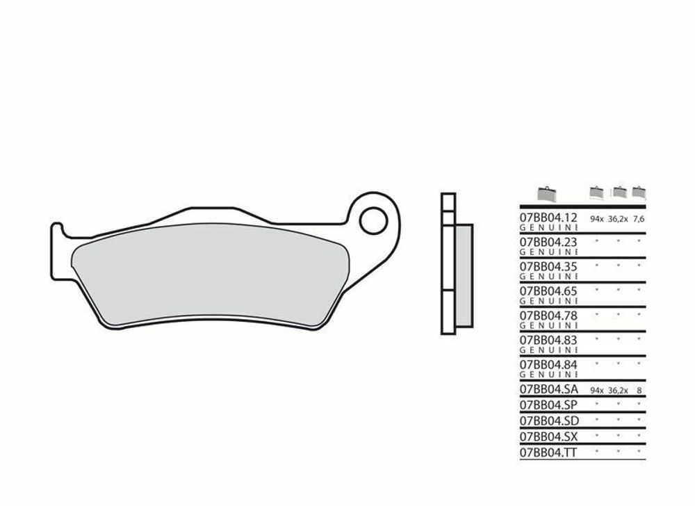 SP 1035798 BREMBO Off-Road Sintermetall Bremsbeläge - 07BB04SD  passend fuer HUSQVARNA WR 125