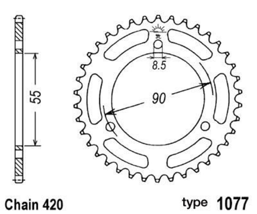 SP 1047658 B1 Standard Stahlritzel hinten - 420  passend fuer RIEJU NKD 50