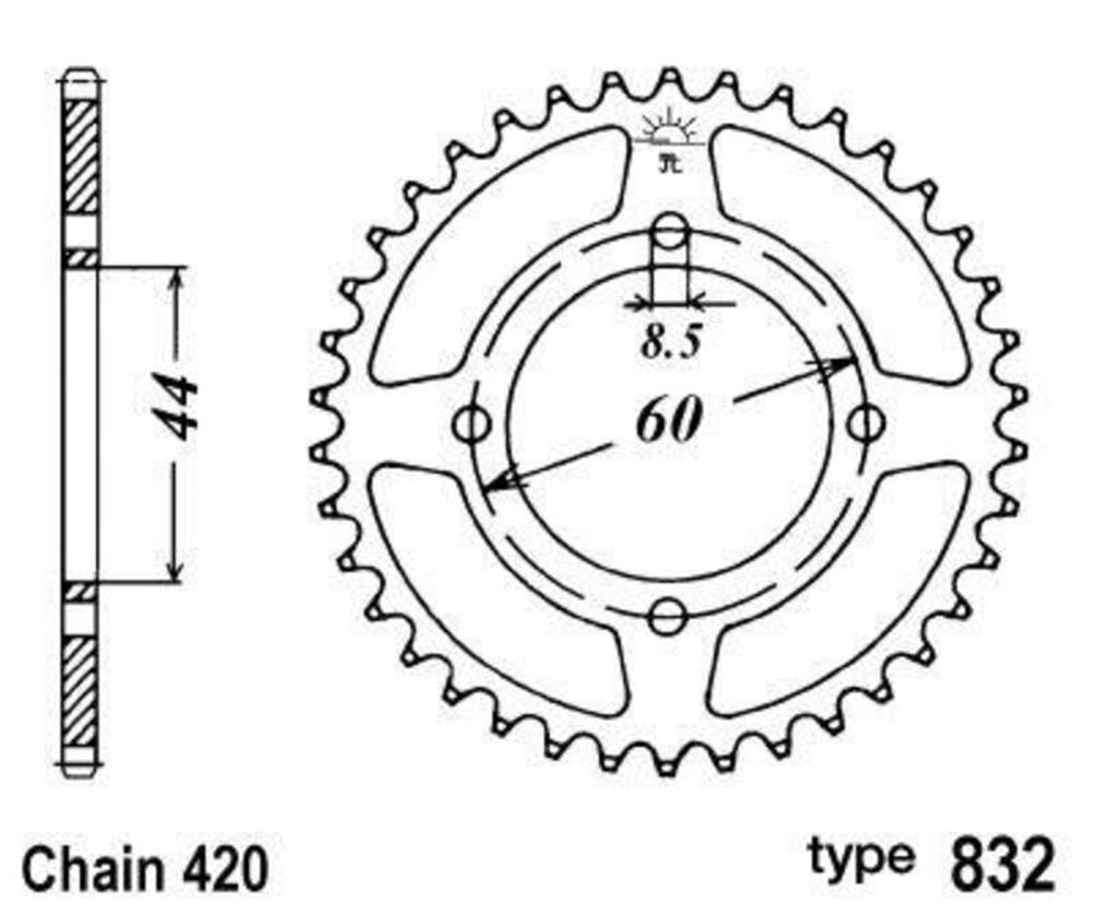 SP 1047667 B1 Standard Stahlritzel hinten - 420  passend fuer YAMAHA DT 50 R