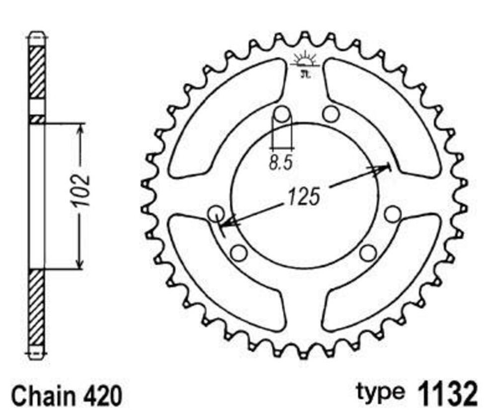 SP 1047670 B1 Standard Stahlritzel hinten - 420  passend fuer DERBI SENDA 50