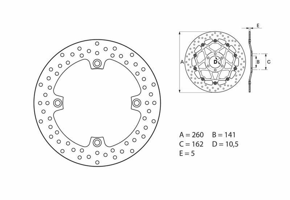 SP 1048778 BREMBO Serie Oro rund starr Bremsscheibe  passend fuer