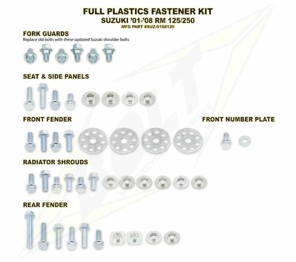 SP 1061505 BOLT Kunststoff-Schraubensatz komplett Suzuki RM125/250  passend fuer SUZUKI RM 125