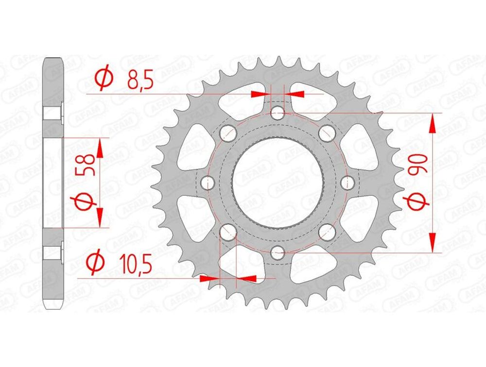 SP 1074325006 AFAM Standard Stahlritzel hinten 10201 - 428    passend fuer HONDA CB 125