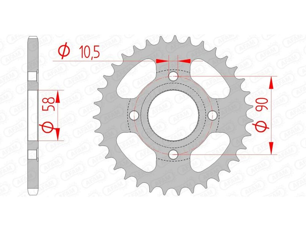 SP 1074331001 AFAM Standard Stahlritzel hinten 10214 - 520    passend fuer HONDA MTX 125
