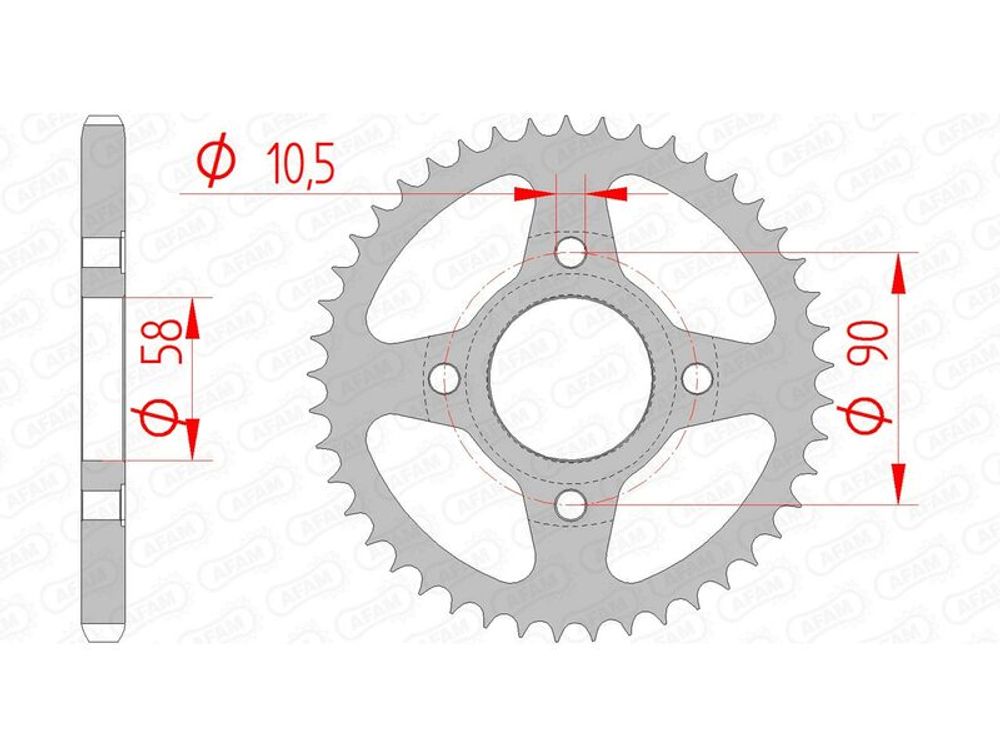 SP 1074335003 AFAM Standard Stahlritzel hinten 10223 - 428    passend fuer HONDA CM 125