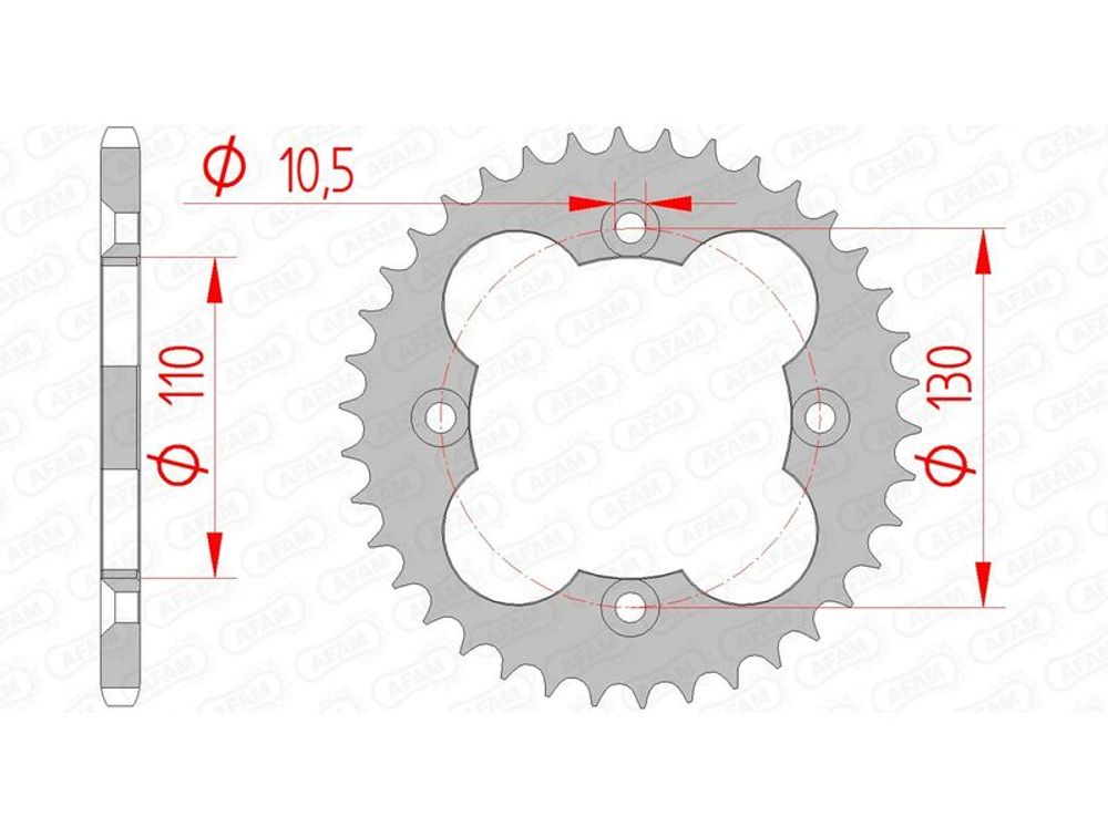 SP 1074347004 AFAM Standard Stahlritzel hinten 10318 - 520    passend fuer HONDA TRX 250 FOURTRAX