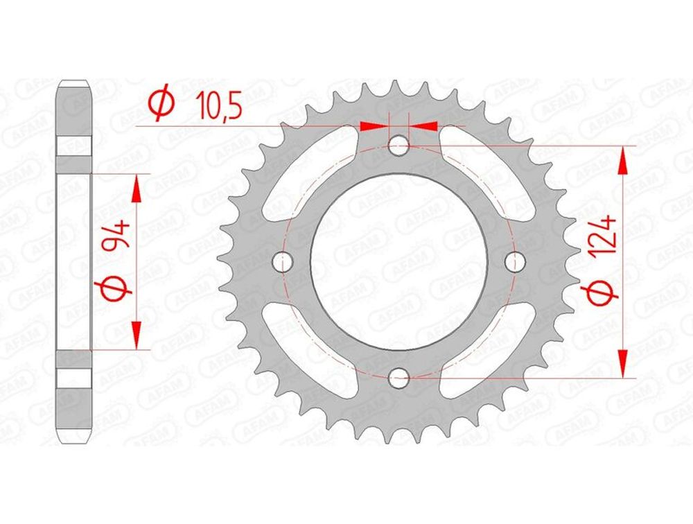 SP 1074362002 AFAM Standard Stahlritzel hinten 10505 - 530    passend fuer HONDA CB 550