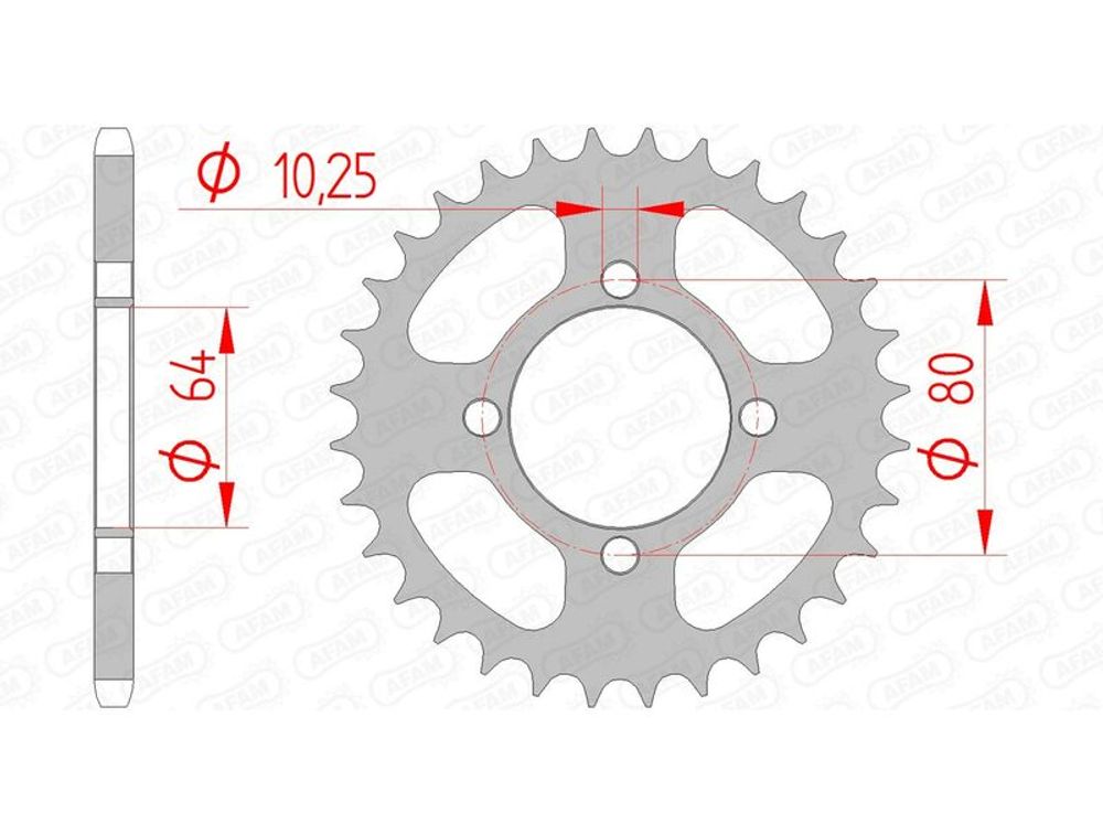 SP 1074416002 AFAM Standard Stahlritzel hinten 12214 - 520    passend fuer YAMAHA YFA 125 BREEZE