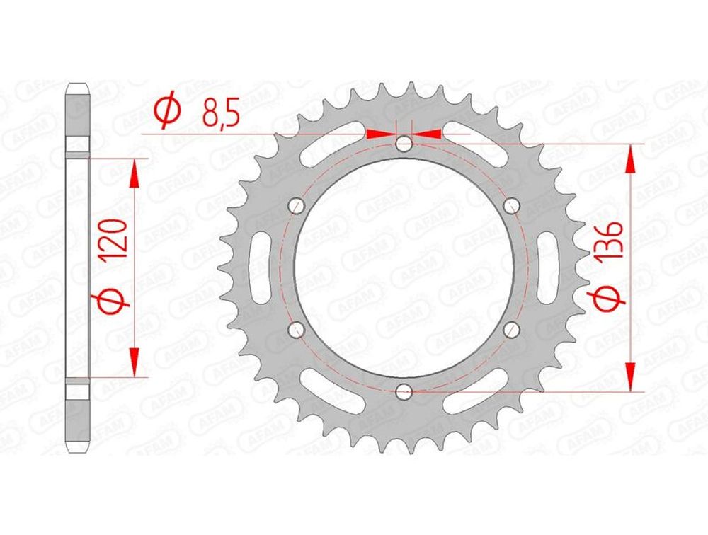 SP 1074429001 AFAM Standard Stahlritzel hinten 12304 - 520    passend fuer YAMAHA FZR 600 GENESIS