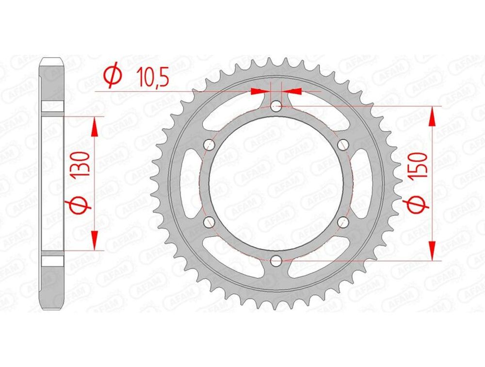 SP 1074456006 AFAM Standard Stahlritzel hinten 12801 - 530    passend fuer YAMAHA FZS 600 FAZER