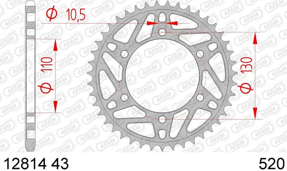SP 1074460001 AFAM Standard Stahlritzel hinten 12814 - 520    passend fuer YAMAHA YZF-R3