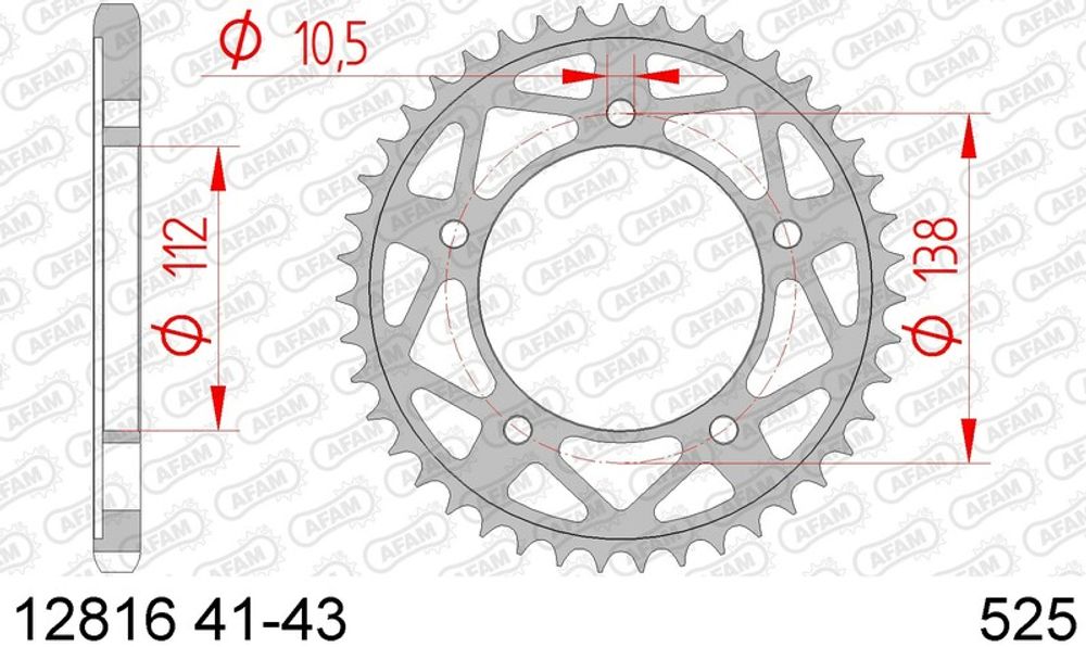 SP 1074462002 AFAM Standard Stahlritzel hinten 12816 - 525    passend fuer YAMAHA YZF-R1