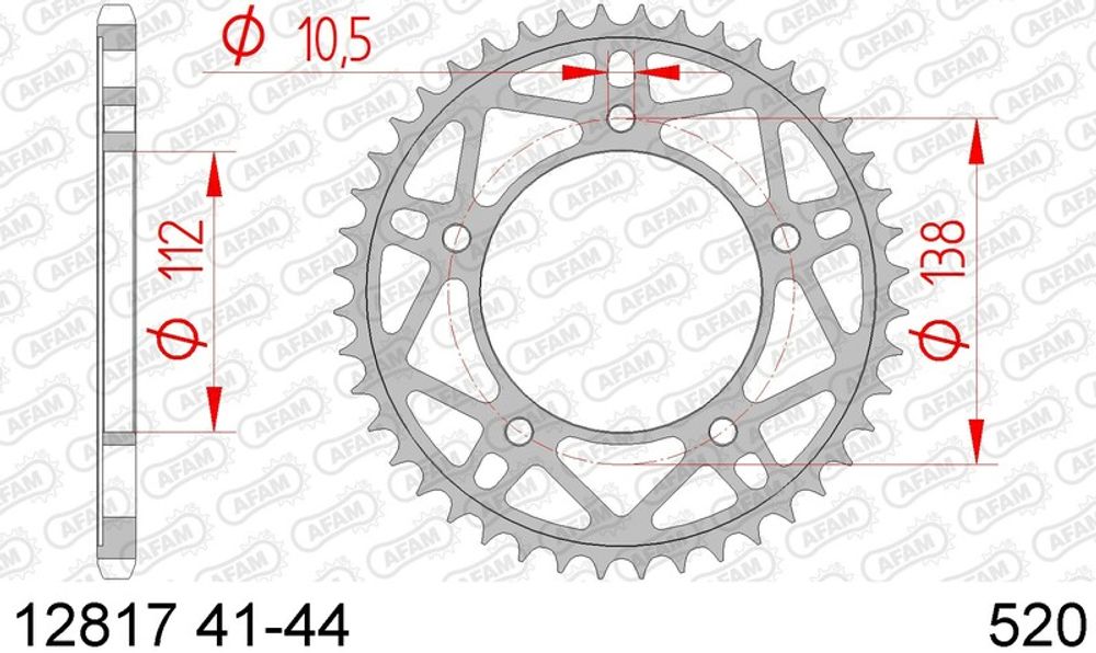SP 1074463001 AFAM Standard Stahlritzel hinten 12817 - 520    passend fuer YAMAHA YZF-R1