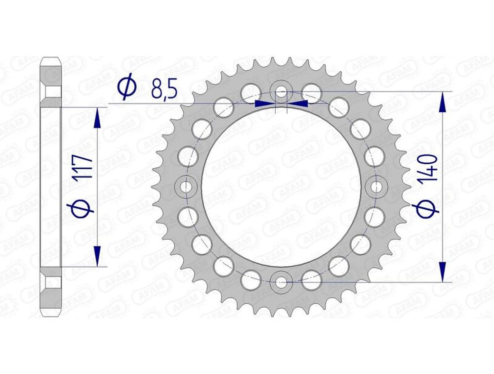 SP 1074464001 AFAM Aluminiumritzel hinten 13108 - 428    passend fuer YAMAHA YZ 80