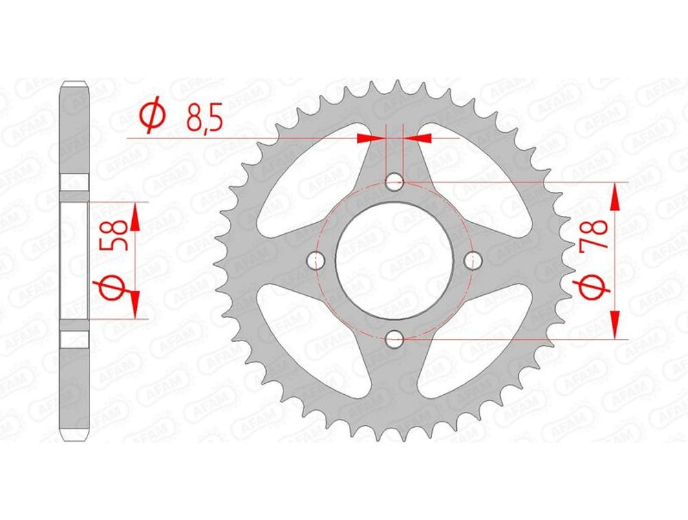 SP 1074489001 AFAM Standard Stahlritzel hinten 14201 - 428    passend fuer HYOSUNG GA 125 CRUISE