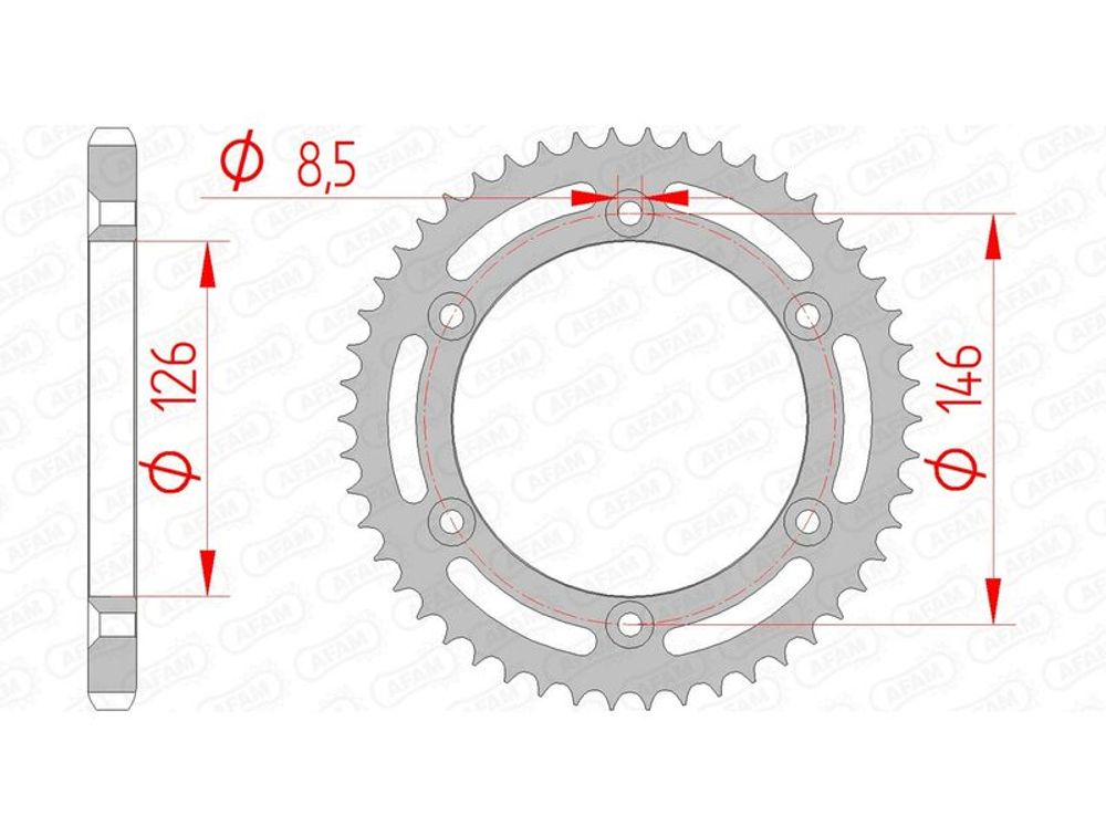 SP 1074497001 AFAM Standard Stahlritzel hinten 14207 - 428    passend fuer SUZUKI TS 125