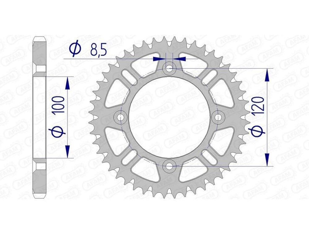 SP 1074532005 AFAM Ultraleichtes selbstreinigendes Aluminiumritzel hinten 15104 - 428    passend fuer YAMAHA YZ 85