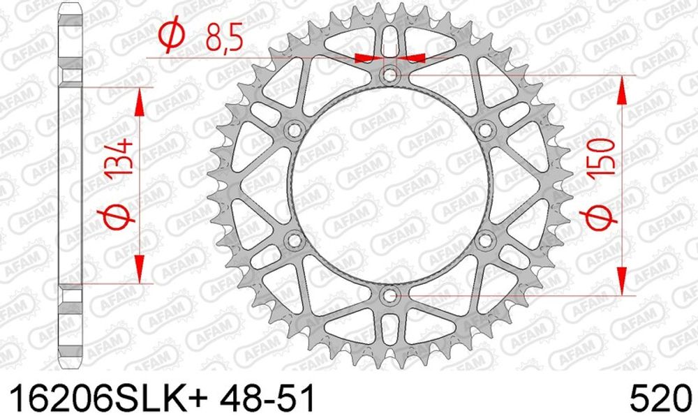 SP 1074558001 AFAM Selbstreinigendes Stahlritzel hinten 16206 - 520    passend fuer KAWASAKI KX 125