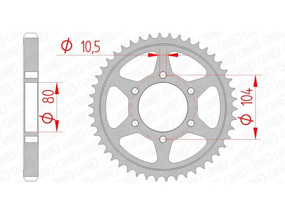 SP 1074585005 AFAM Standard Stahlritzel hinten 16604 - 530    passend fuer KAWASAKI NINJA ZX-12 R