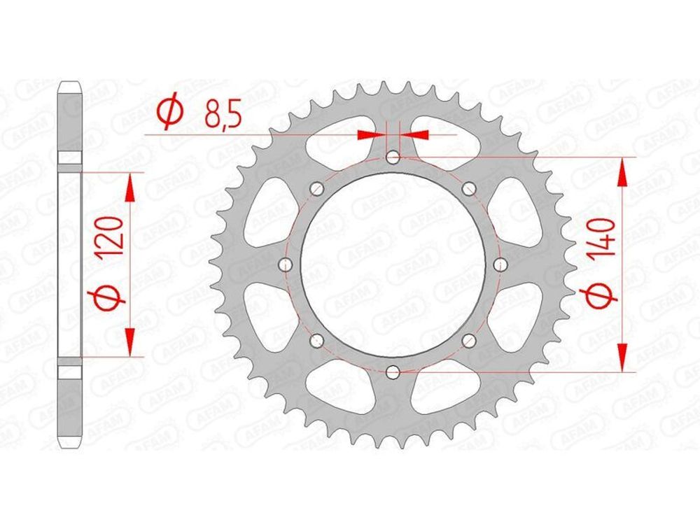 SP 1074587004 AFAM Standard Stahlritzel hinten 16606 - 520    passend fuer KAWASAKI NINJA 650
