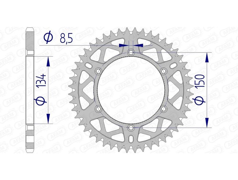 SP 1074600002 AFAM Ultraleichtes selbstreinigendes Aluminiumritzel hinten 17206520    passend fuer KAWASAKI KDX 200