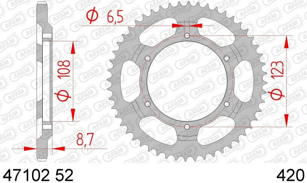 SP 1074658001 AFAM Standard Stahlritzel hinten 47102 - 420    passend fuer DERBI GPR 50