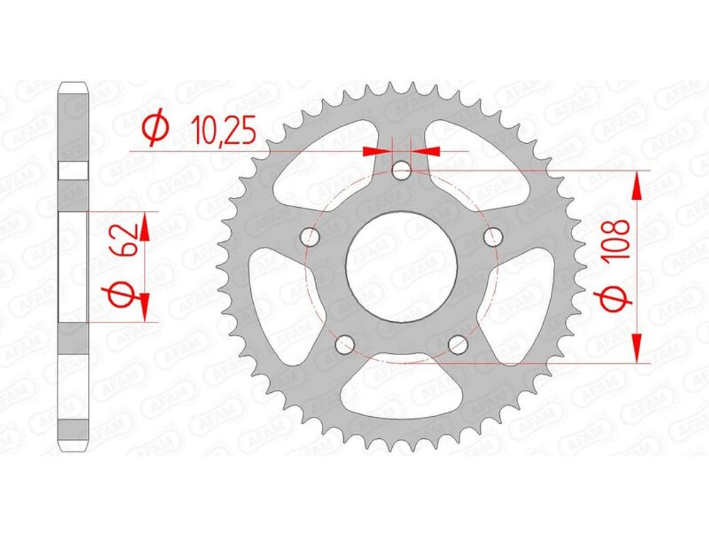 SP 1074661001 AFAM Standard Stahlritzel hinten 47201 - 428    passend fuer DERBI GPR 125