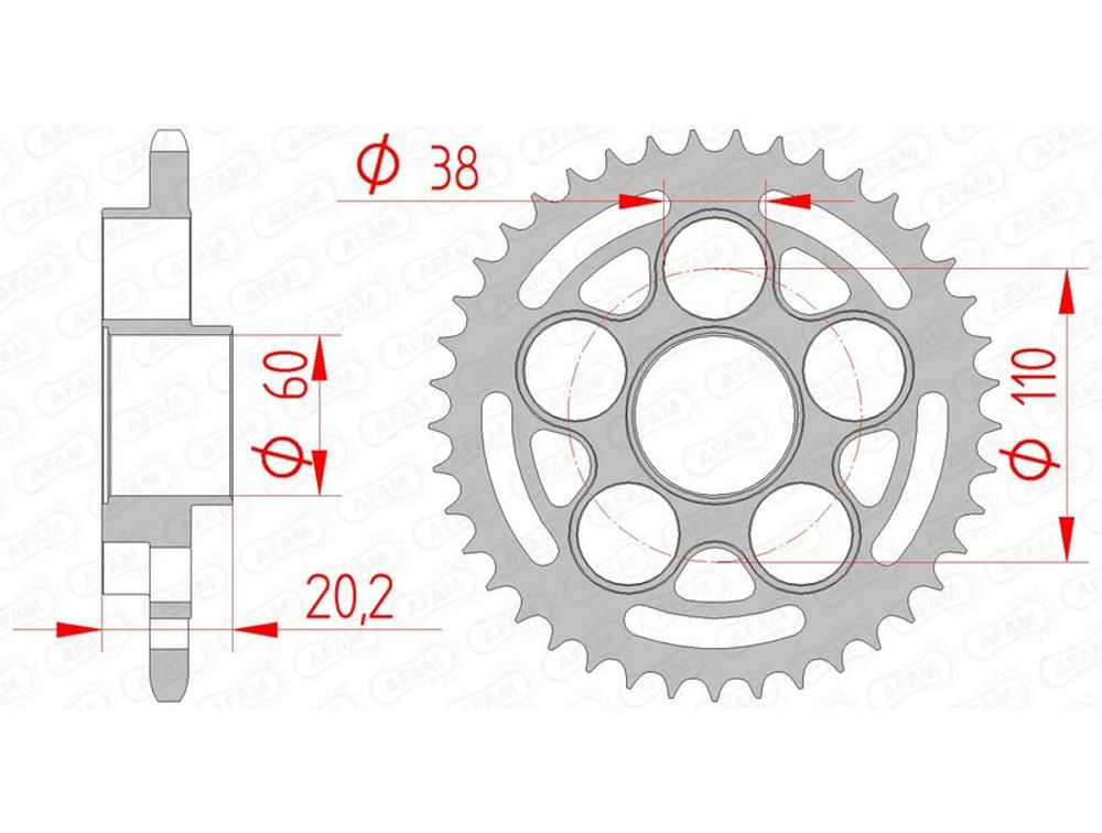 SP 1074676001 AFAM Standard Stahlritzel hinten 50614 - 520    passend fuer DUCATI 800 MONSTER