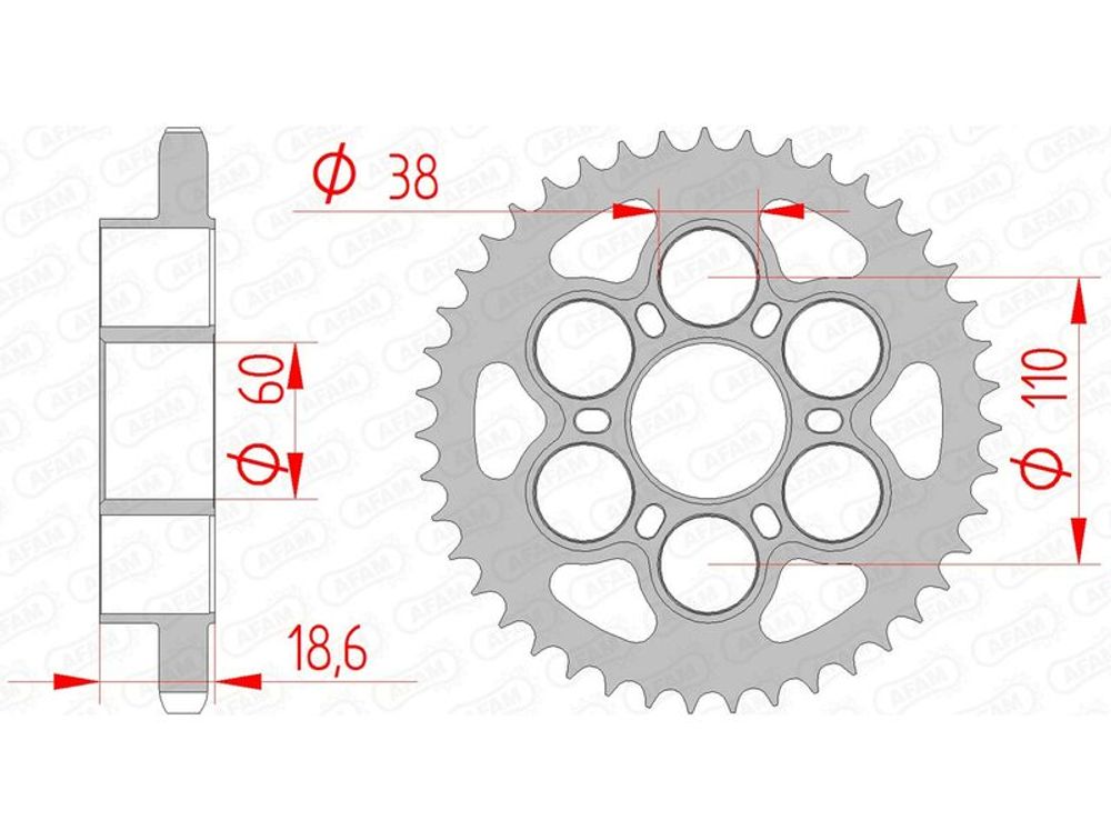 SP 1074679001 AFAM Standard Stahlritzel hinten 50801 - 525    passend fuer DUCATI DIAVEL V4