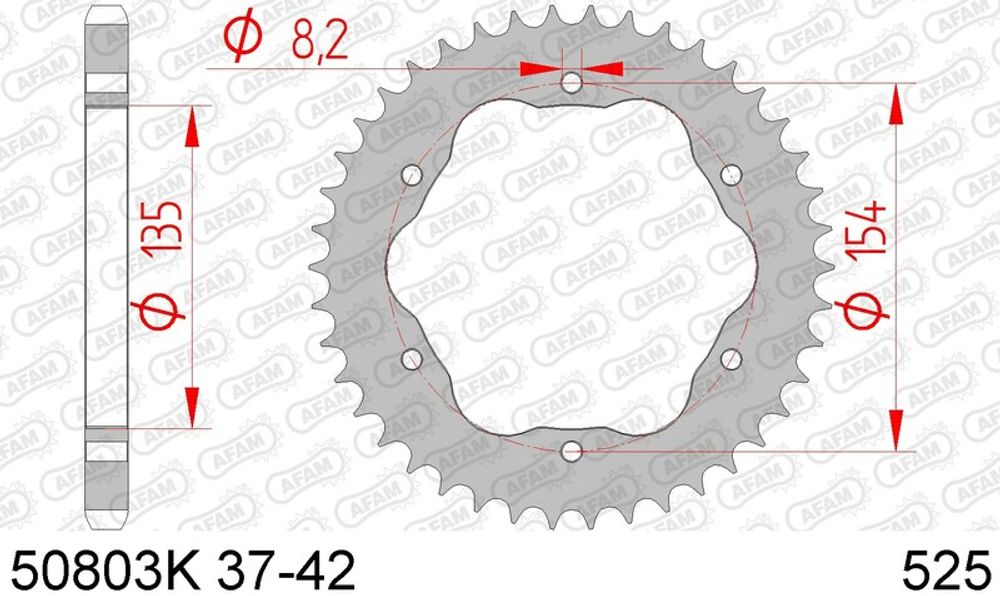 SP 1074680004 AFAM Standard Stahl Kettenrad hinten 50803K - 525 - Benötigt einen AFAM-Kronenhalter    passend fuer DUCATI STREETFIGHTER V4