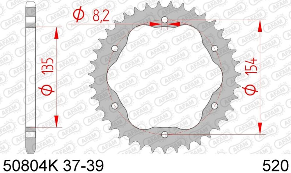 SP 1074681001 AFAM Standard Stahl Kettenrad hinten 50804K - 520 - Benötigt einen AFAM-Kronenhalter    passend fuer DUCATI 1198