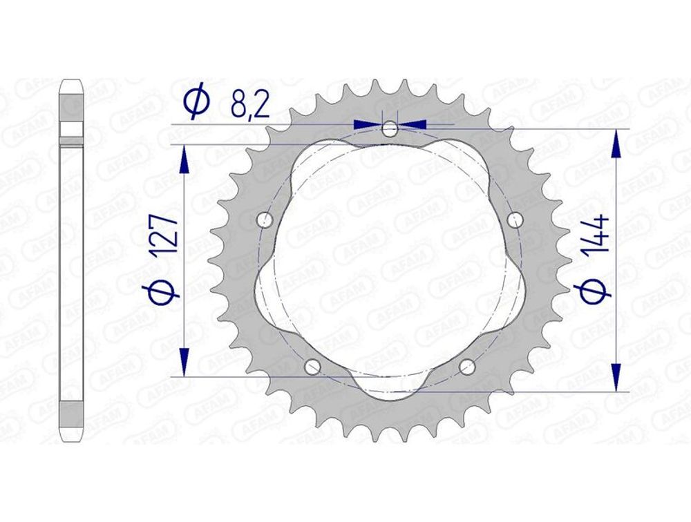 SP 1074690007 AFAM Aluminium Kettenrad hinten 51607 - 520 - Benötigt einen AFAM-Kronenhalter    passend fuer DUCATI 748