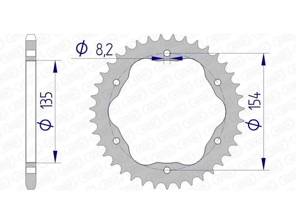 SP 1074696005 AFAM Aluminium Kettenrad hinten 51804 - 520 - Benötigt einen AFAM-Kronenhalter    passend fuer DUCATI PANIGALE V4