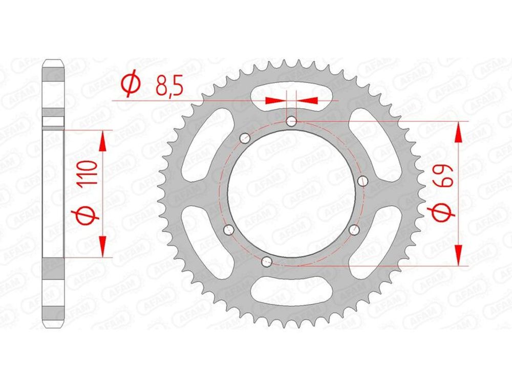 SP 1074704003 AFAM Standard Kettenrad Stahl hinten 59104 - 428    passend fuer SHERCO SM 50