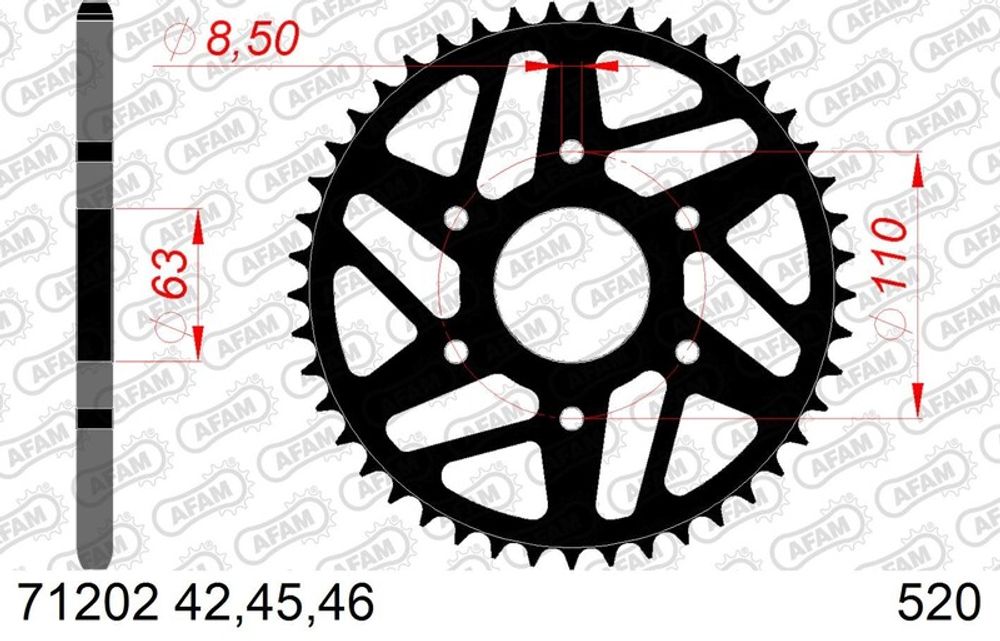 SP 1074716002 AFAM Standard Stahlritzel hinten 71202 - 520    passend fuer KTM RC 390