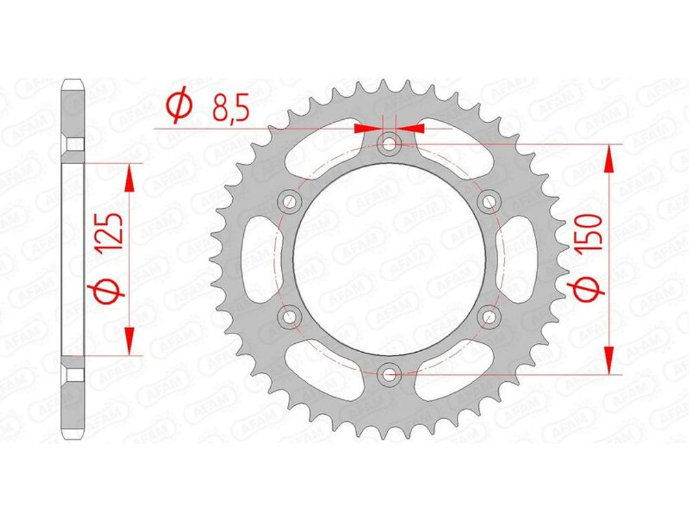 SP 1074717009 AFAM Standard Stahlritzel hinten 71304 - 520    passend fuer CF MOTO 800 MT