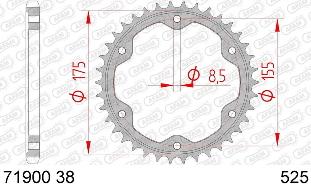 SP 1074723001 AFAM Standard Stahlritzel hinten 71900 - 525    passend fuer KTM 1290 SUPER DUKE GT
