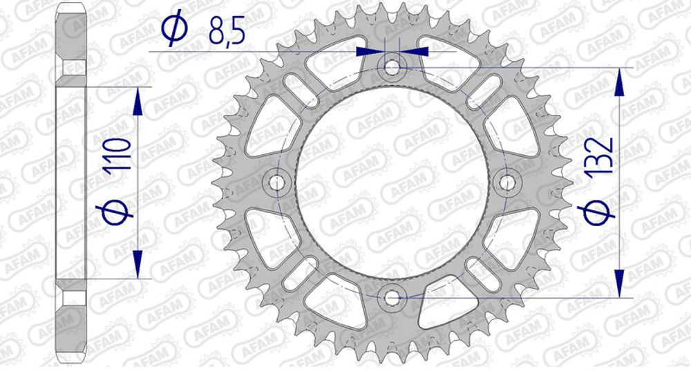SP 1074726001 AFAM Ultraleichtes selbstreinigendes Aluminiumritzel hinten 72102 - 428    passend fuer HUSQVARNA TC 85